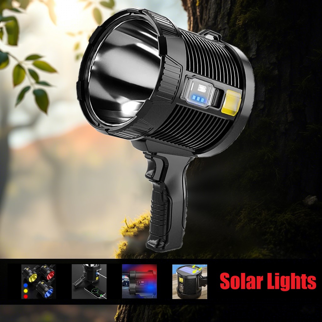 Renewable Energy Source - XHP90 Ultrahelle LED-Taschenlampe, XHP70 COB-Suchscheinwerfer, Solarleuchten,