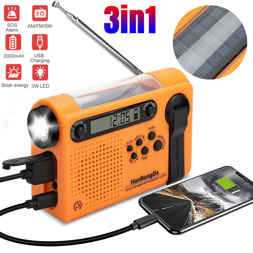 Renewable Energy Source - Wetter-Notfallradio AM/FM/SW Tragbares Solar-Handkurbelradio 3 in